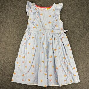 Penelope Mack Girls Dress Size 6X Blue Floral Ruffle Sleeveless Casual Cute